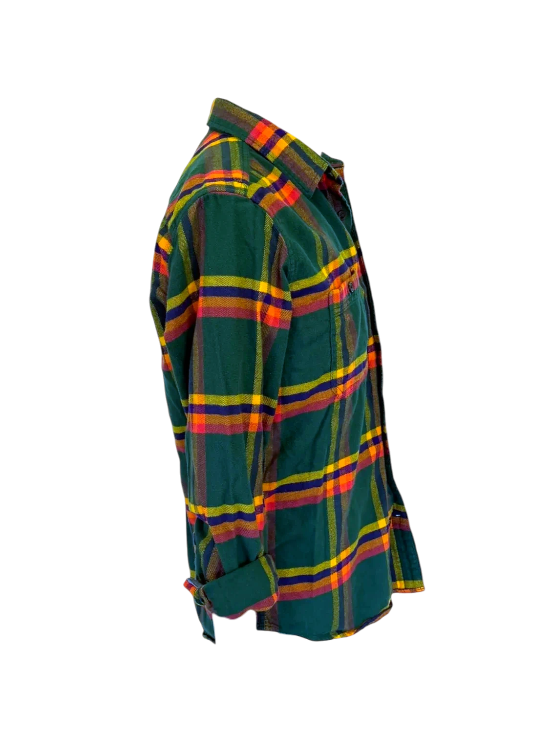 Gap Plaid Flannel — Green & Orange, S