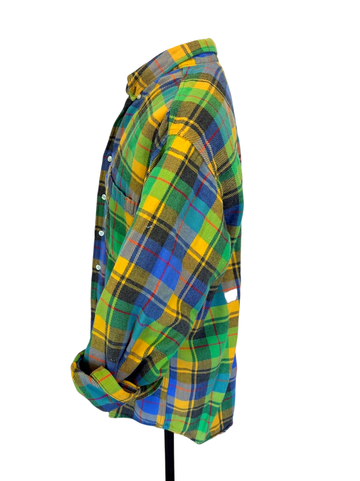 90s Gap Plaid Flannel — Green & Yellow, L