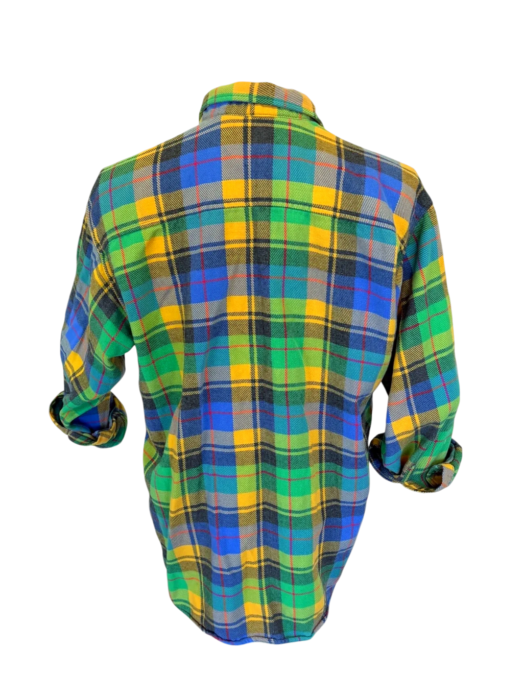 90s Gap Plaid Flannel — Green & Yellow, L