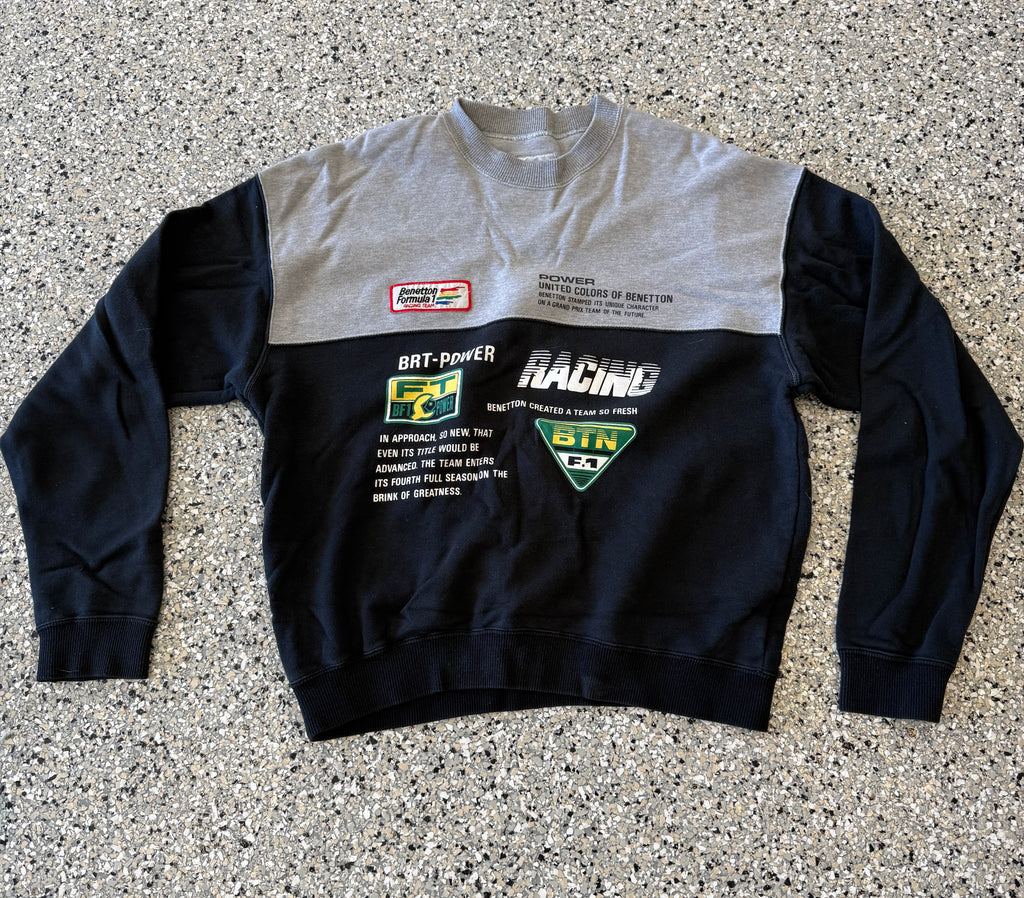 Vintage Benetton Formula 1 Racing Team Crewneck Sweatshirt – Rare BRT Power Racing Graphic – Made in Italy Era