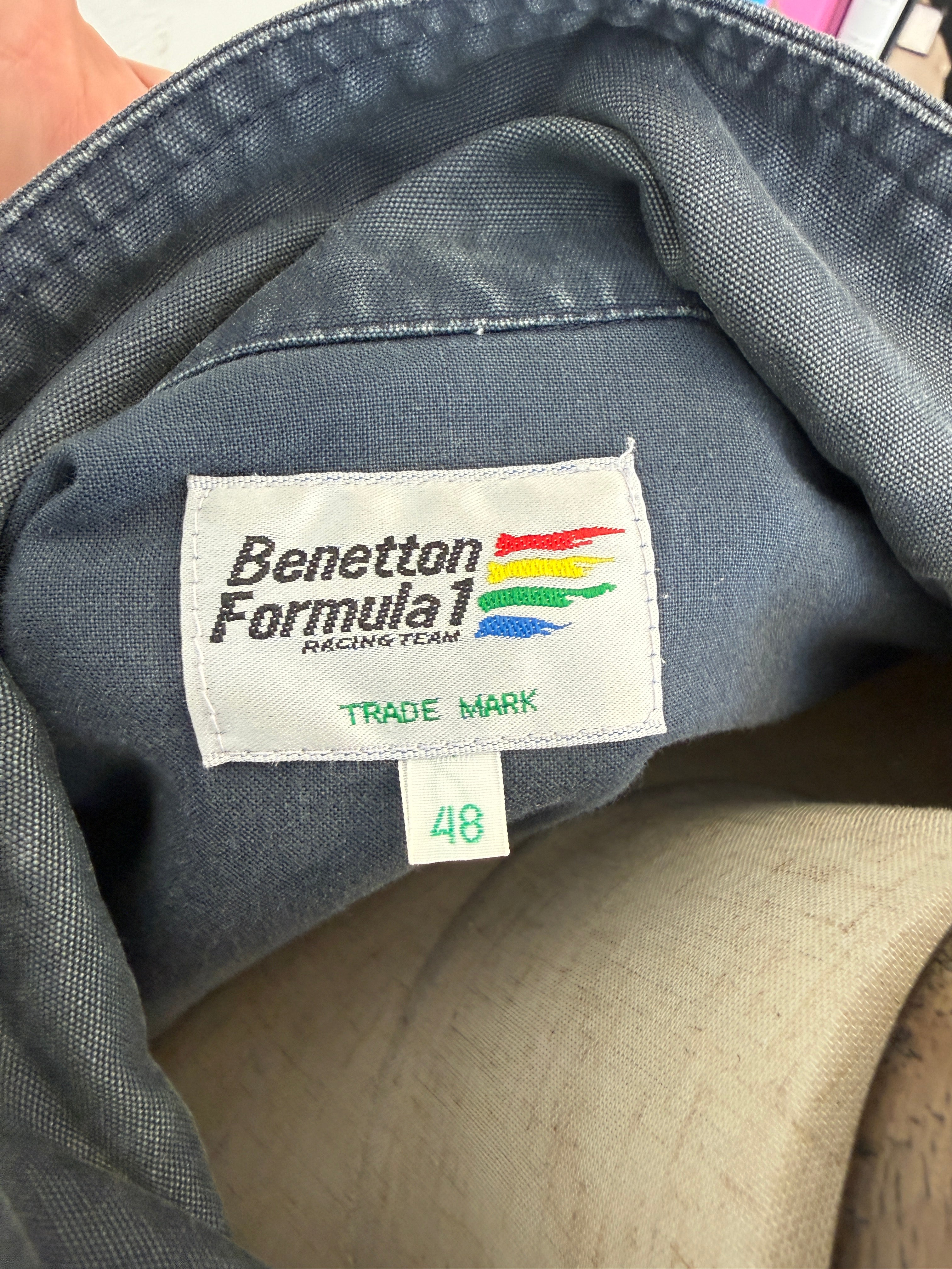 Vintage Benetton Formula 1 Racing Team Embroidered Canvas Jacket – Size 48 – United Colors of Benetton