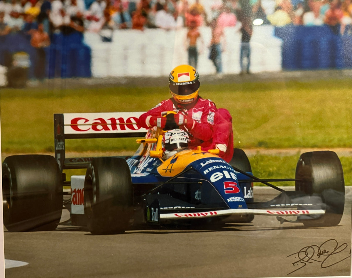 Nigel Mansell Signed 'Taxi for Senna' Photograph | 1991 British Grand Prix, Silverstone | Limited Edition