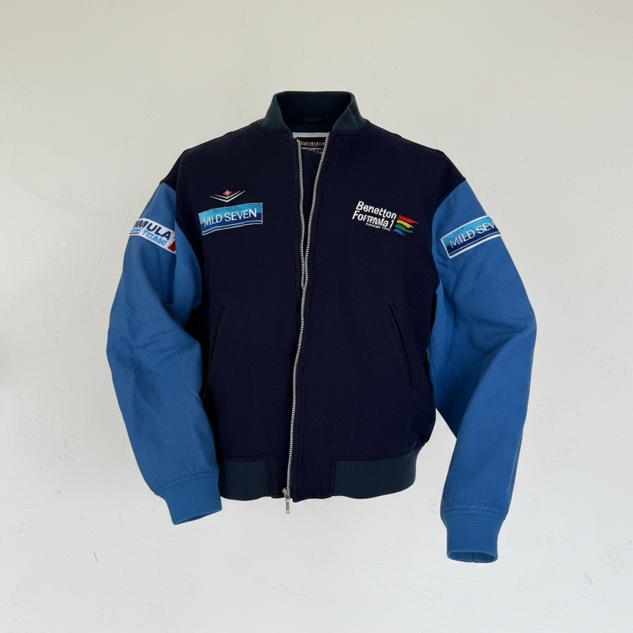 Vintage Benetton Formula 1 Mild Seven Bomber Jacket | Embroidered Motorsport Jacket | Size 48