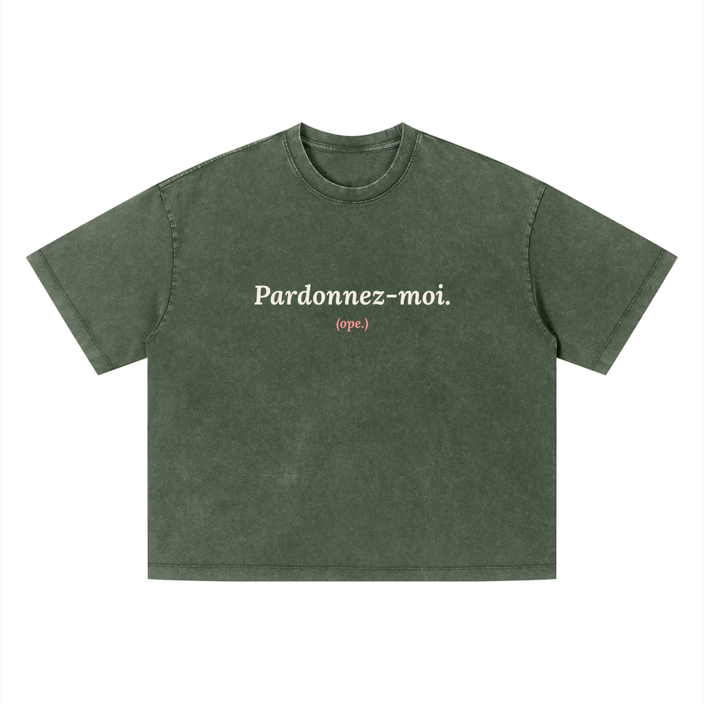 Pardonnez-moi Vintage Wash Boxy Tee · Army Green