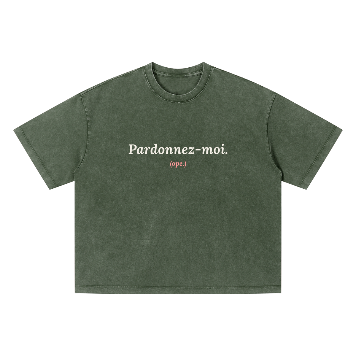 Pardonnez-moi Vintage Wash Boxy Tee · Army Green