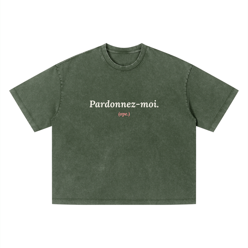 Pardonnez-moi Vintage Wash Boxy Tee · Army Green