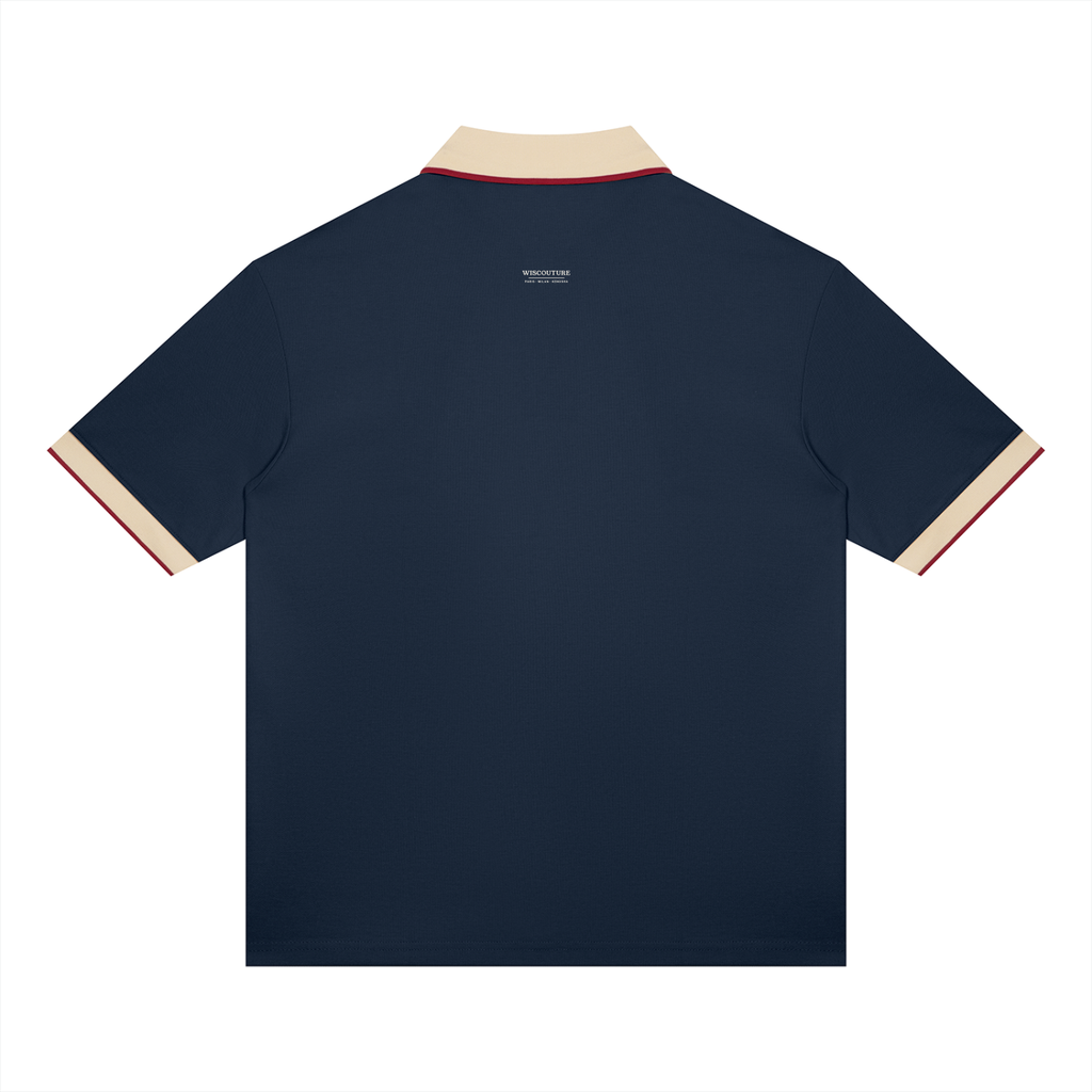 Wiscouture Supper Club Polo · Navy / Apricot