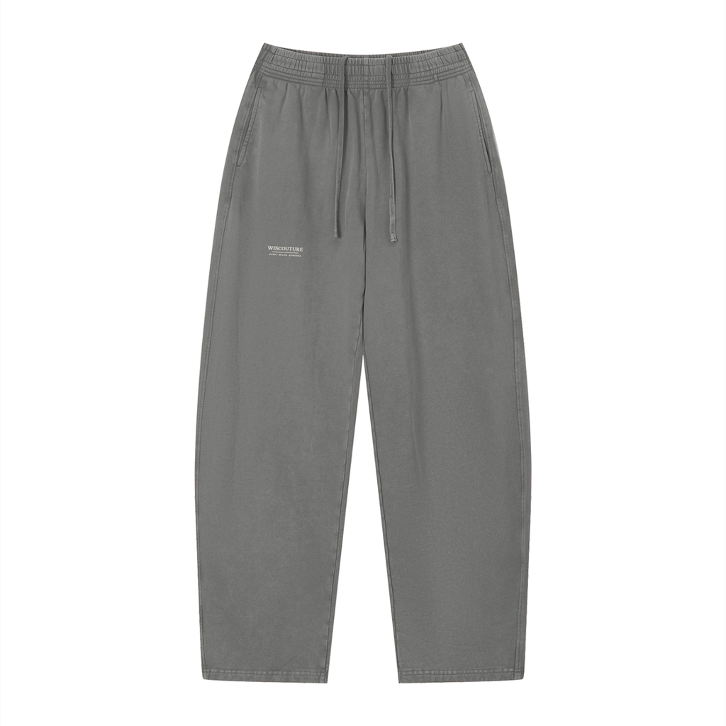 Wiscouture Label Vintage Wash Loose Sweatpants · Dark Gray