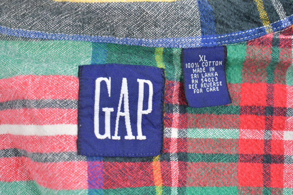 90s Gap Plaid Flannel — Red & Green, XL