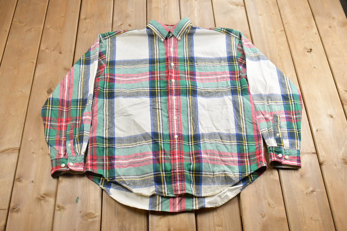 90s Gap Plaid Flannel — Red & Green, XL